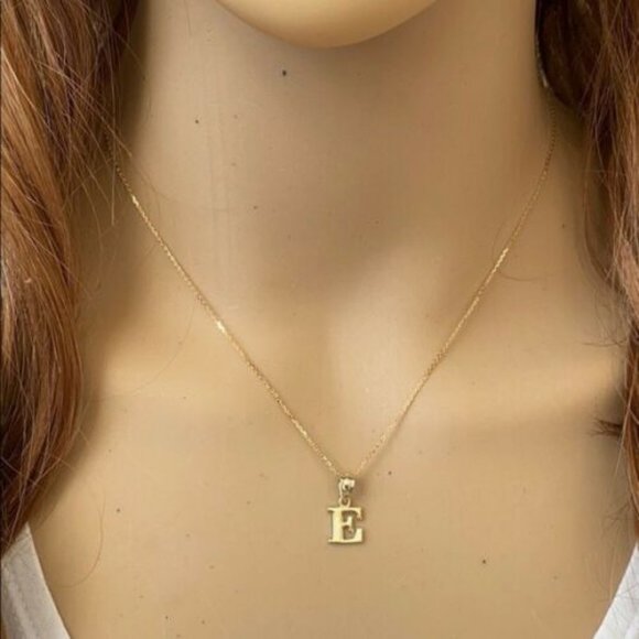 10k Solid Gold small Mini Initial Letter F pendant Necklace
